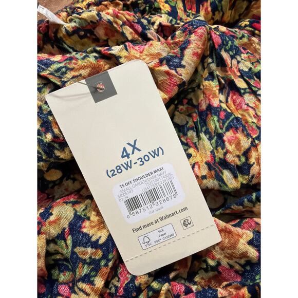 Terra & Sky Women's Plus Size Off Shoulder Floral Maxi Dress Size 4X 28W 30W New - Picture 6 of 7